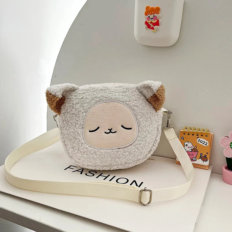 Kawaii Cartoon Plush Shoulder Bag for Women