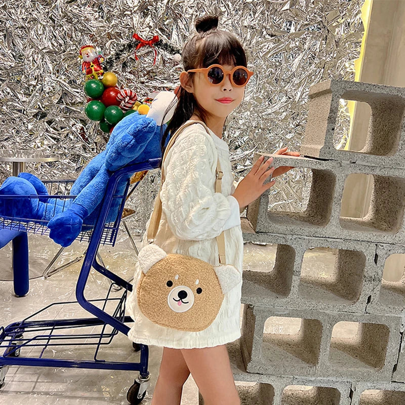 Kawaii Cartoon Plush Shoulder Bag for Women