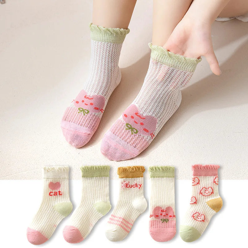 5 Pairs Children’s Cotton Mesh Socks