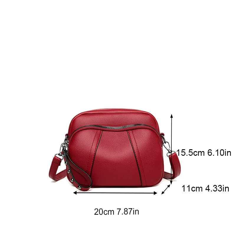 Solid Color Rivet Zipper Mobile Phone Crossbody Bag