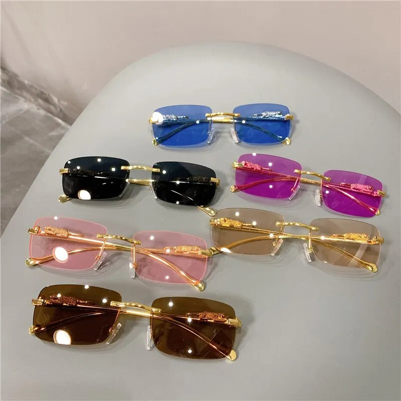 Vintage Rimless Cut-Edge Sunglasses