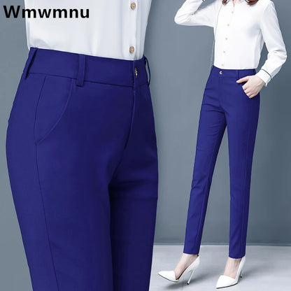 High Waist Slim Fit Pencil Pants – Ankle-Length Trousers for Women