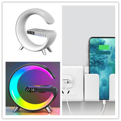 Smart G-Shaped LED Lamp with Bluetooth Speaker and Wireless Charging