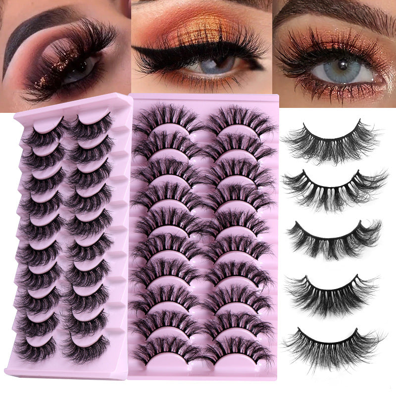 10 Pairs Natural Thick Curly False Eyelashes