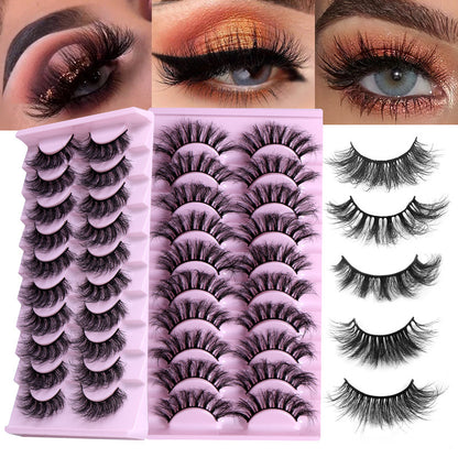 10 Pairs Natural Thick Curly False Eyelashes